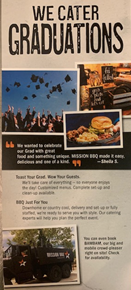 Mission BBQ Flyer Showing catering information